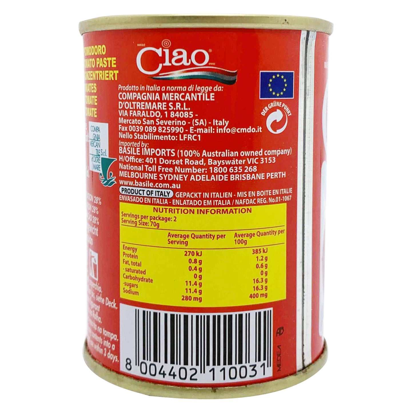 Ciao Double Concentrate Tomato Paste | Harris Farm Online