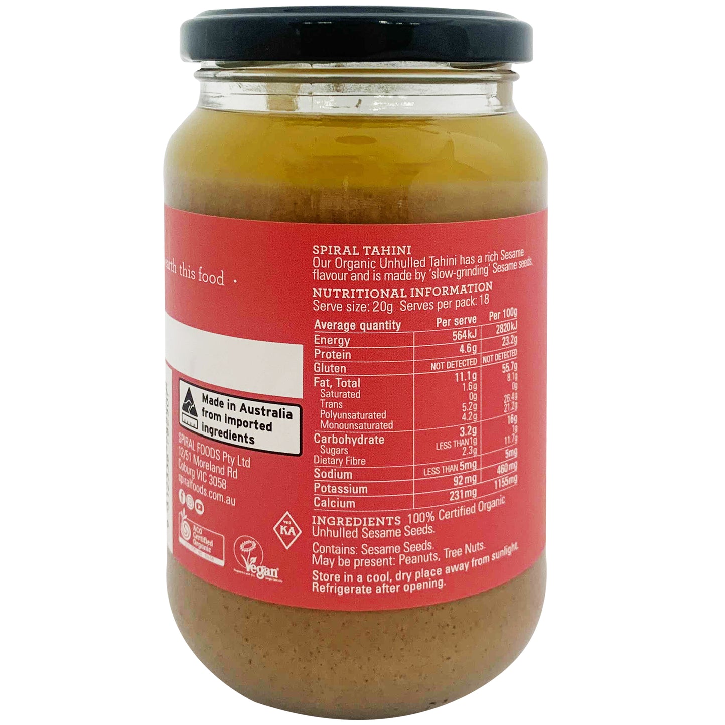 Spiral Foods Organic Unhulled Tahini | Harris Farm Online