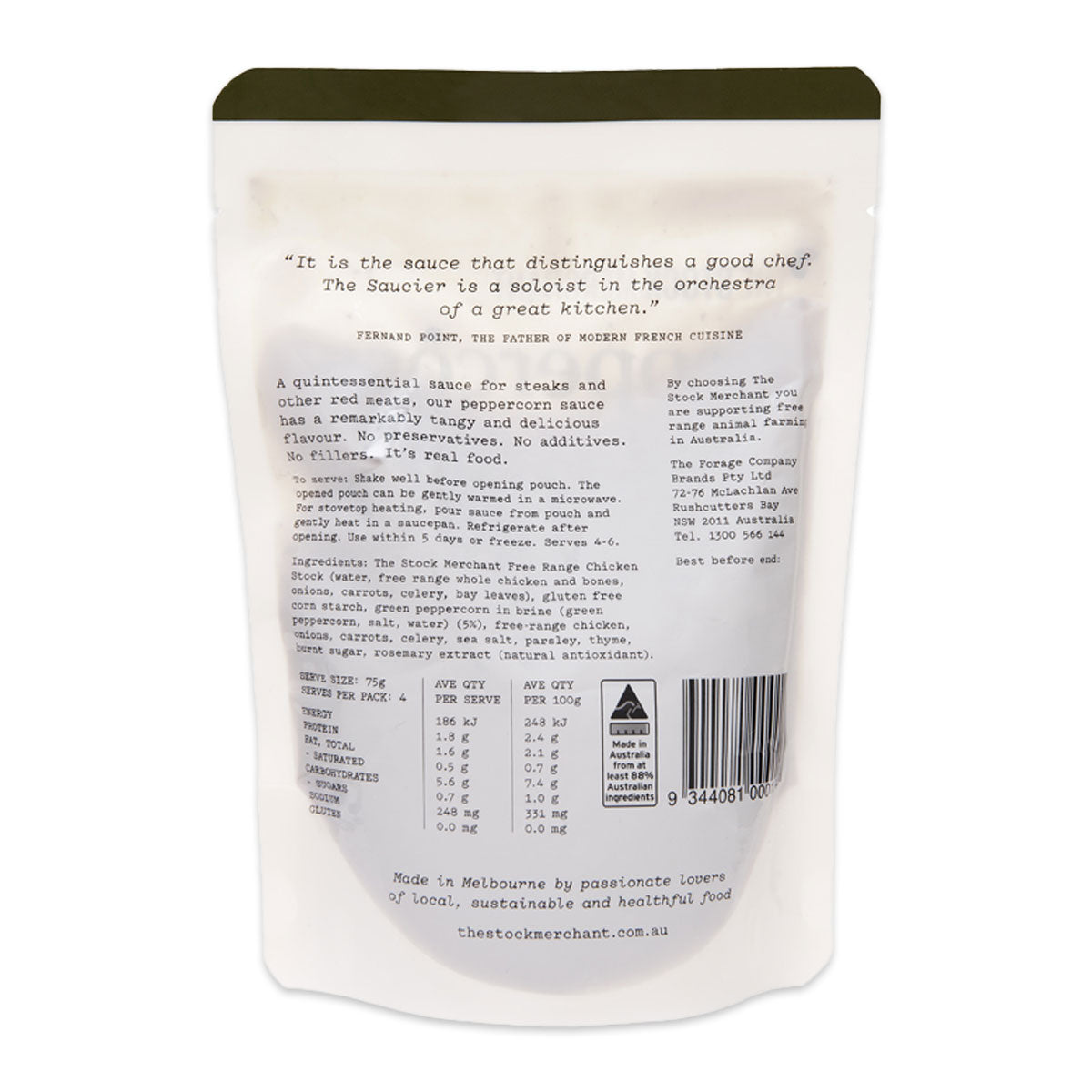 The Stock Merchant Peppercorn Sauce 300g | Harris Farm Online