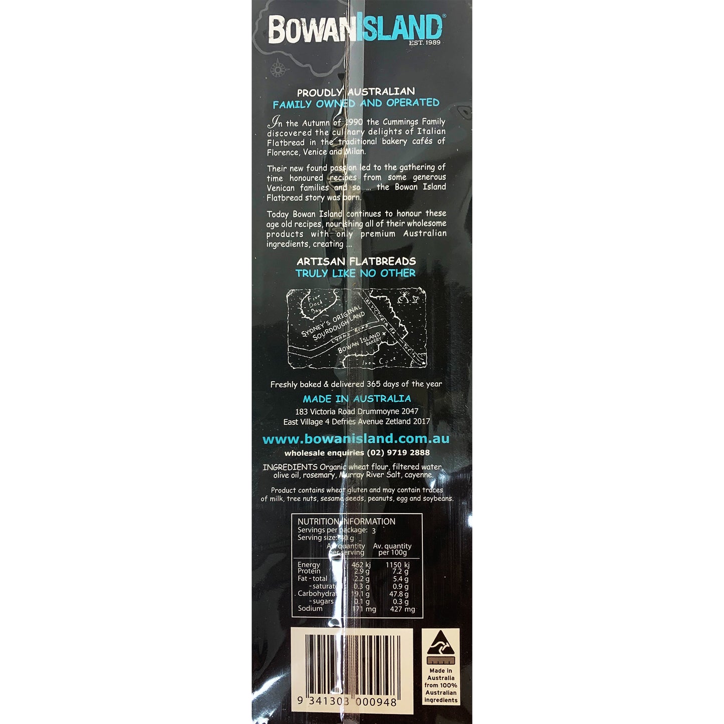 Bowan Island Rosemary Leaf Flatbread 120g