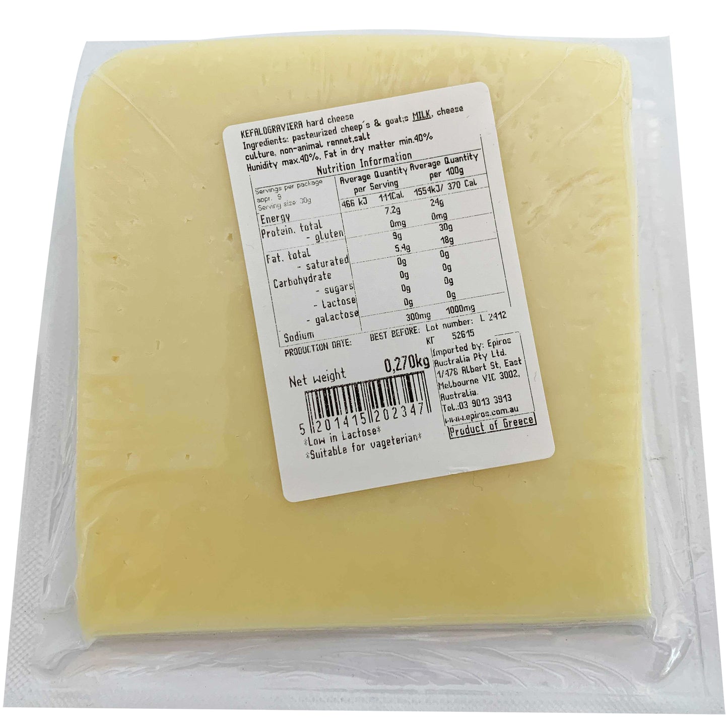 Epiros Kefalograviera PDO Hard Cheese | Harris Farm Online