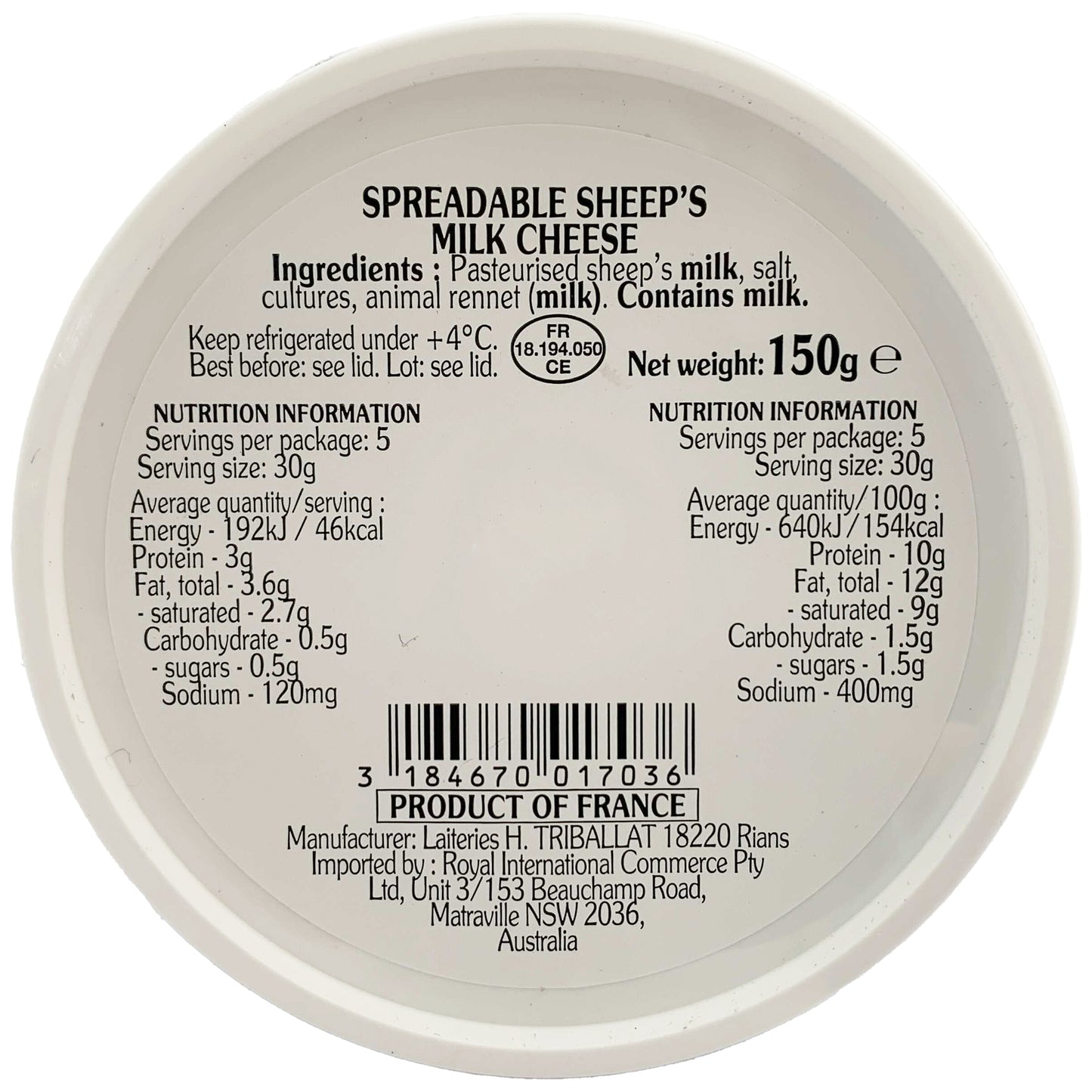 Rians La Brebette Spreadable Sheep Milk Cheese | Harris Farm Online