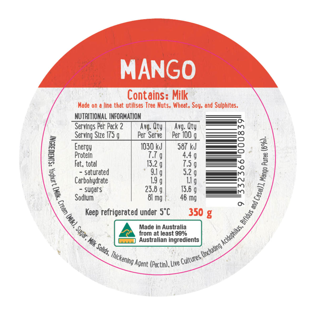 Harris Farm Yoghurt Mango 350g | Harris Farm Online