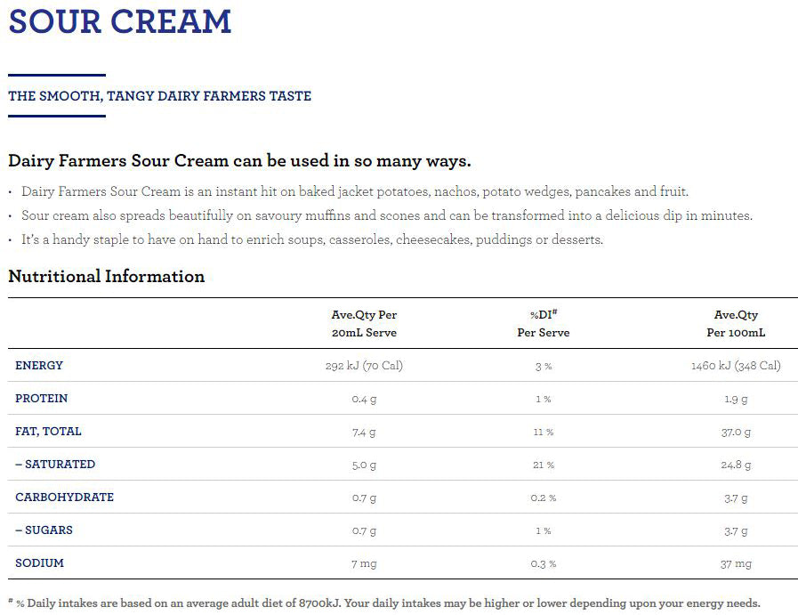 Dairy Farmers Sour Cream 250g