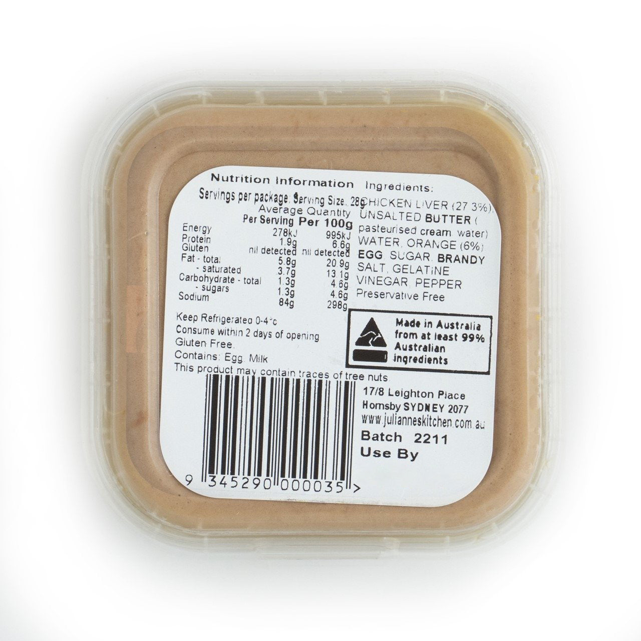 Julianne's Kitchen Chicken and Orange Pate 140g