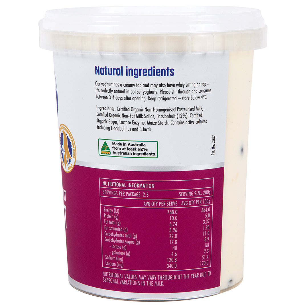 Barambah Organics Real Passionfruit Yoghurt | Harris Farm Online