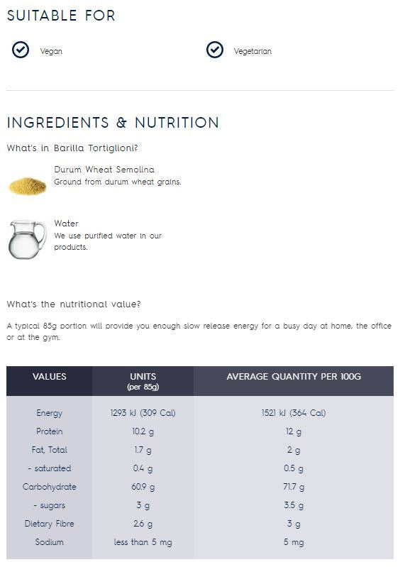 Barilla - Pasta - Tortiglioni | Harris Farm Online