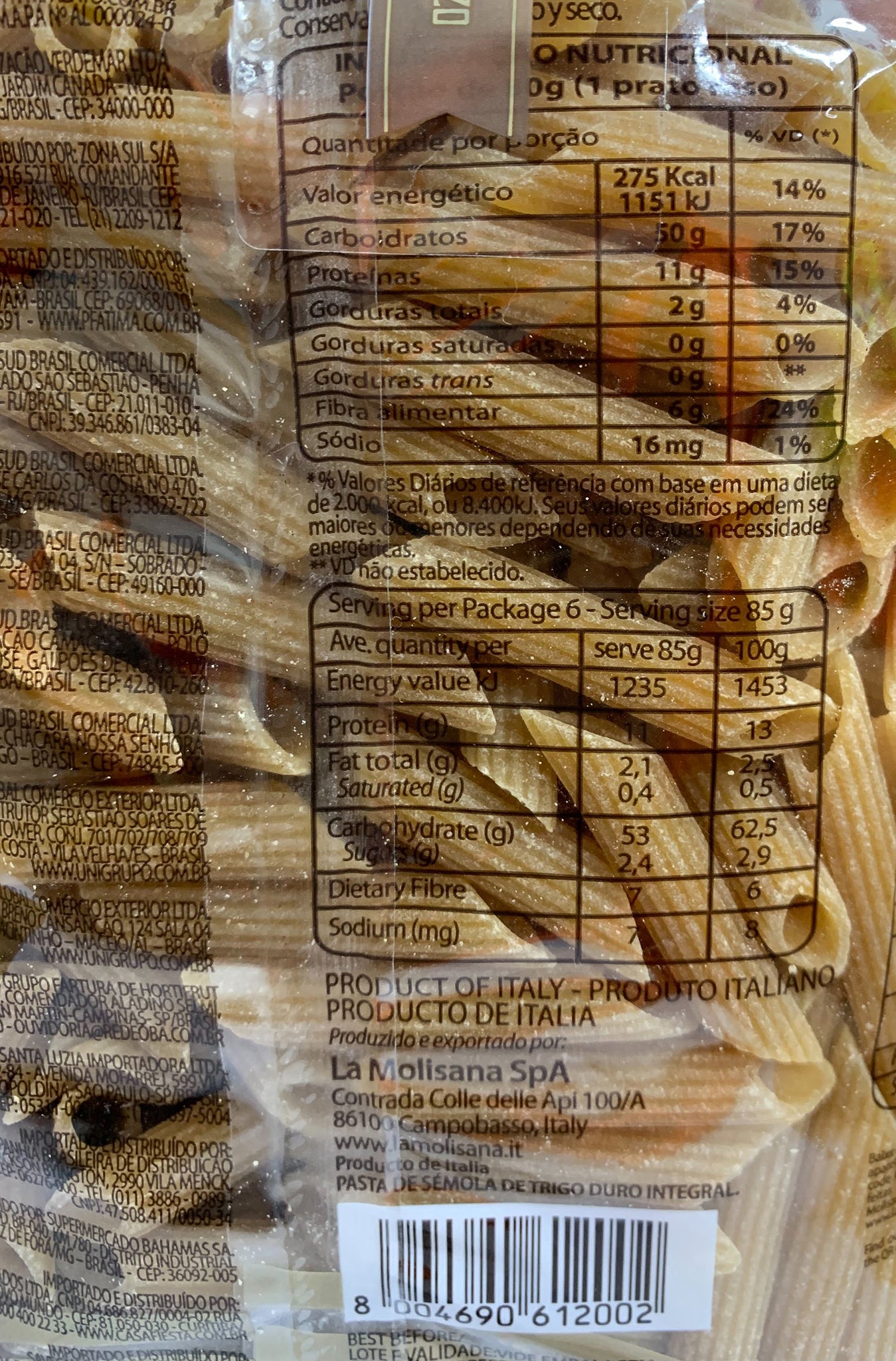 La Molisana Whole Wheat Penne Rigate N.20 | Harris Farm Online