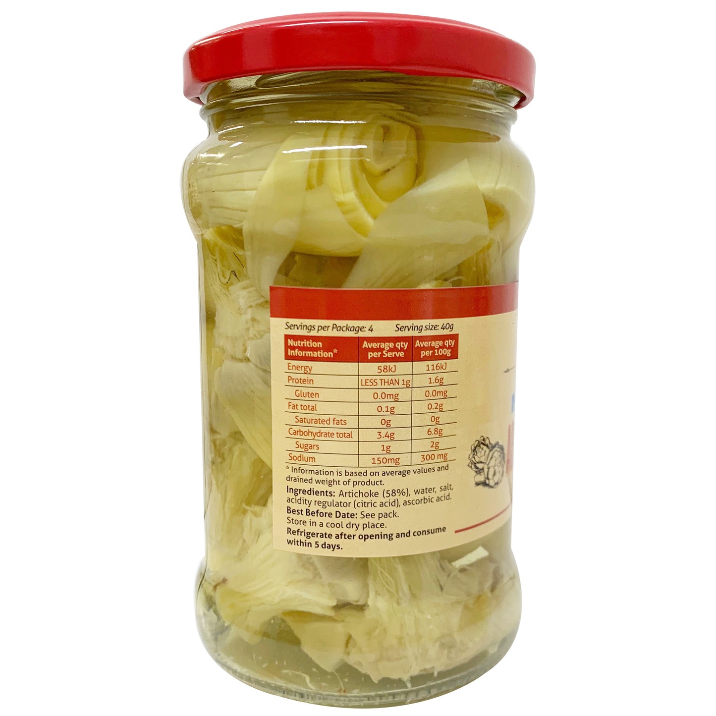 Sandhurst Wholes Artichokes Hearts in Brine 280g