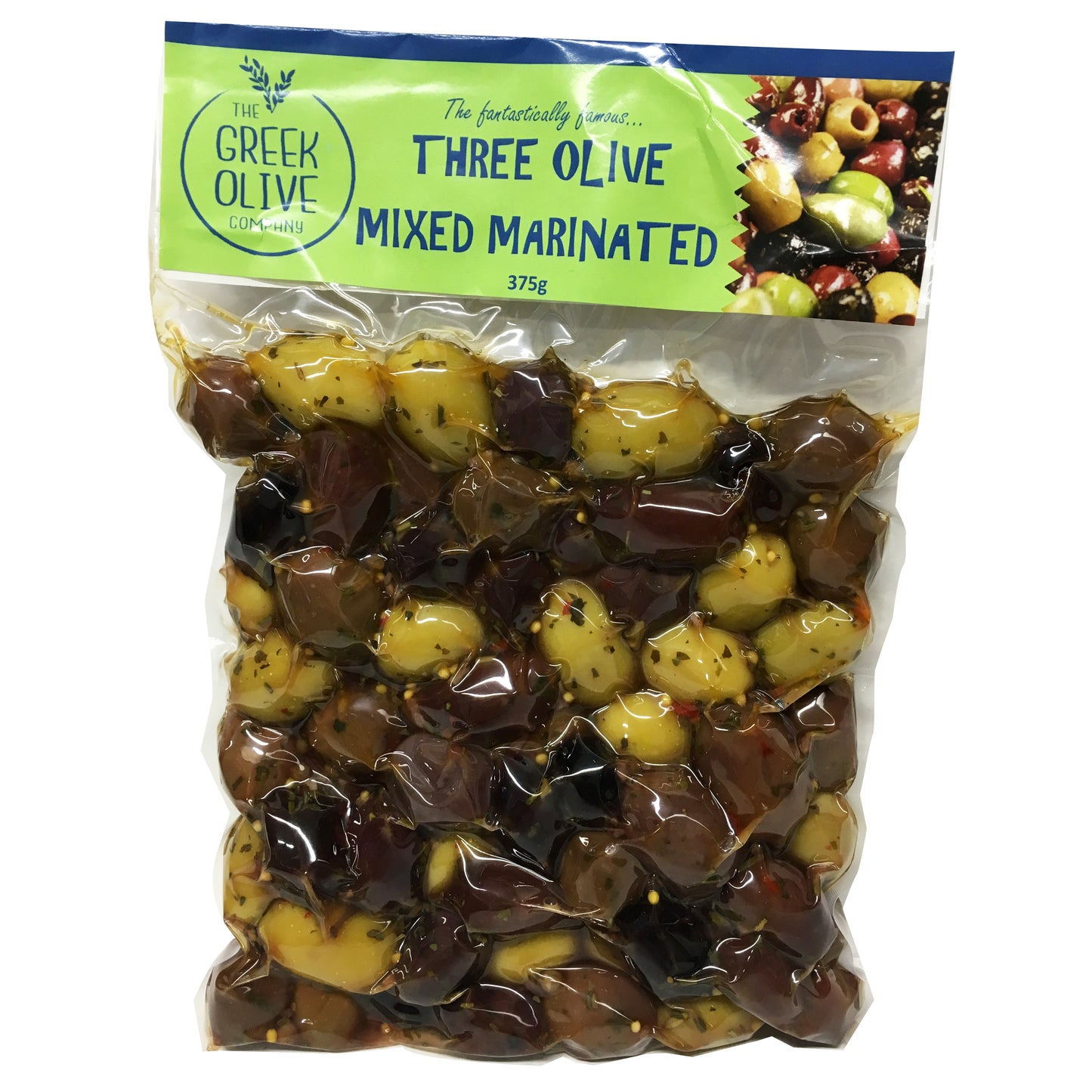 The Greek Olive Marinated Olives Three Olive Mixed 375g