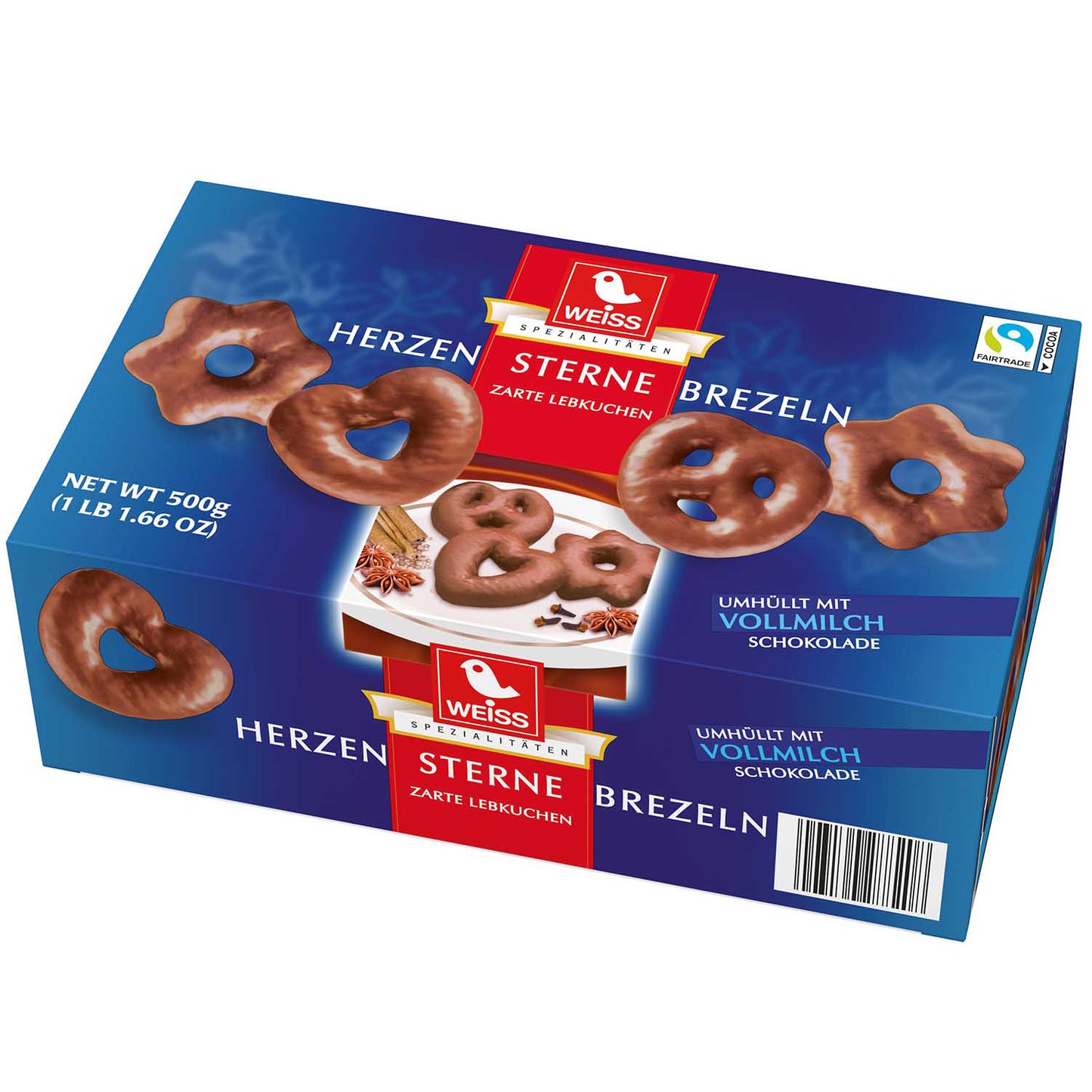 Weiss Herzen Sterne Brezeln Chocolate Coated Gingerbread Biscuits | Harris Farm Online