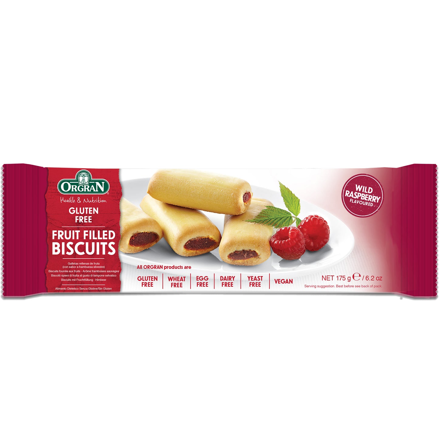 Orgran Gluten Free Fruit Filled Biscuits Wild Raspberry | Harris Farm Online