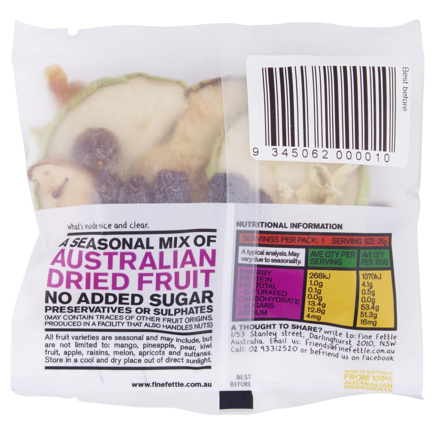 Fine Fettle Dried Fruit 25g , Grocery-D_Fruit - HFM, Harris Farm Markets
 - 2