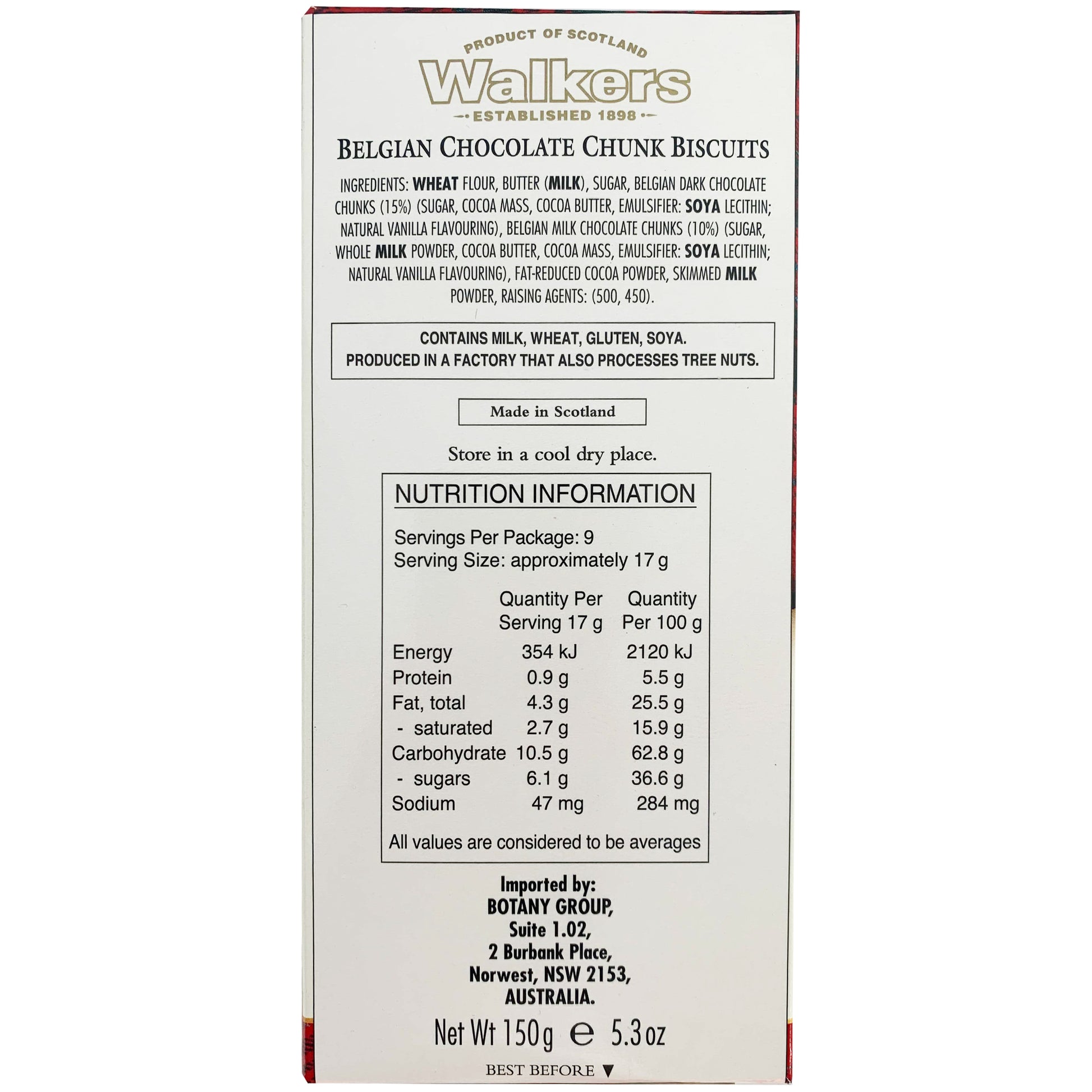 Walkers Belgium Chocolate Chunk Biscuits | Harris Farm Online