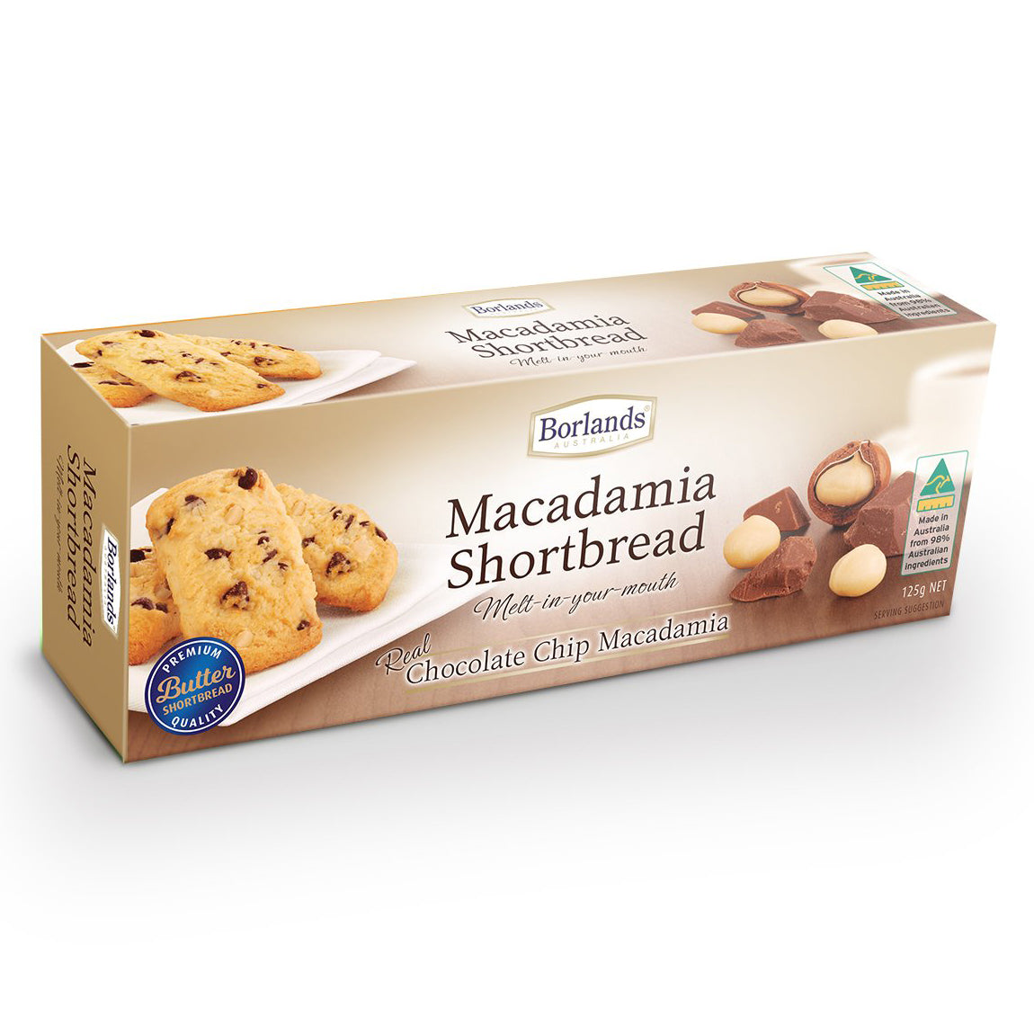 Borlands Choc Chip Macadamia Shortbread | Harris Farm Online