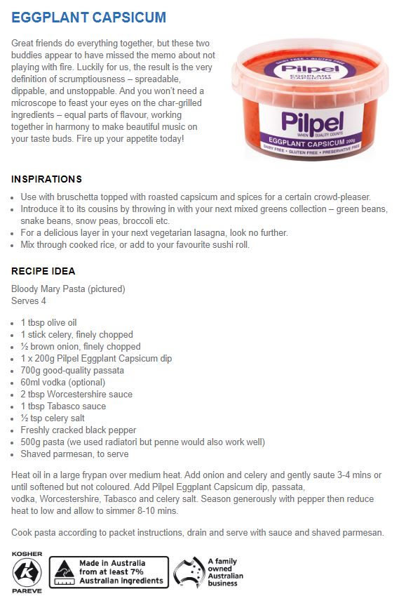 Pilpel Eggplant Capsicum Dip 200g