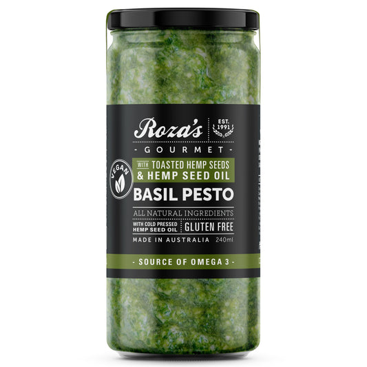 Roza's Gourmet - Basil Pesto - with Toasted Hemp Seeds & Hemp Seed Oil | Harris Farm Online