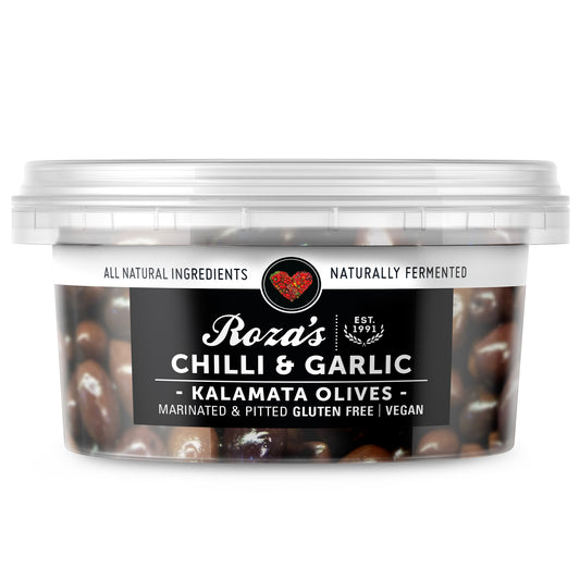 Roza's Gourmet - Kalamata Olives - Chilli & Garlic | Harris Farm Online