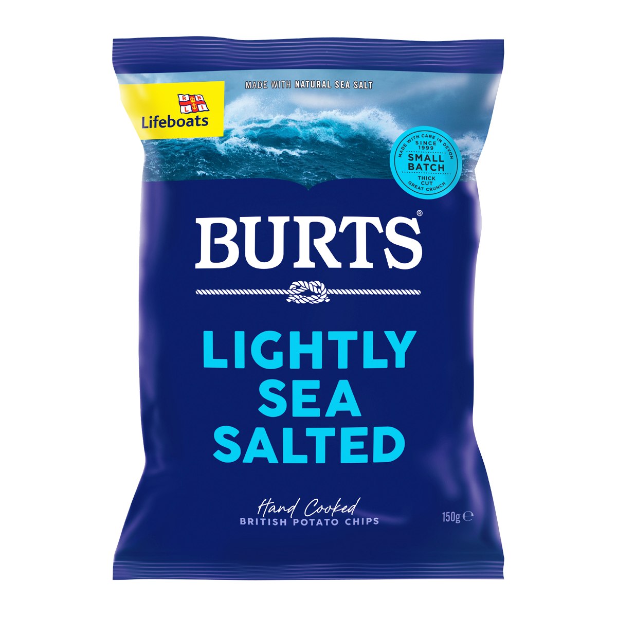 Burts Hand Cooked Potato Chips Sea Salt 150g