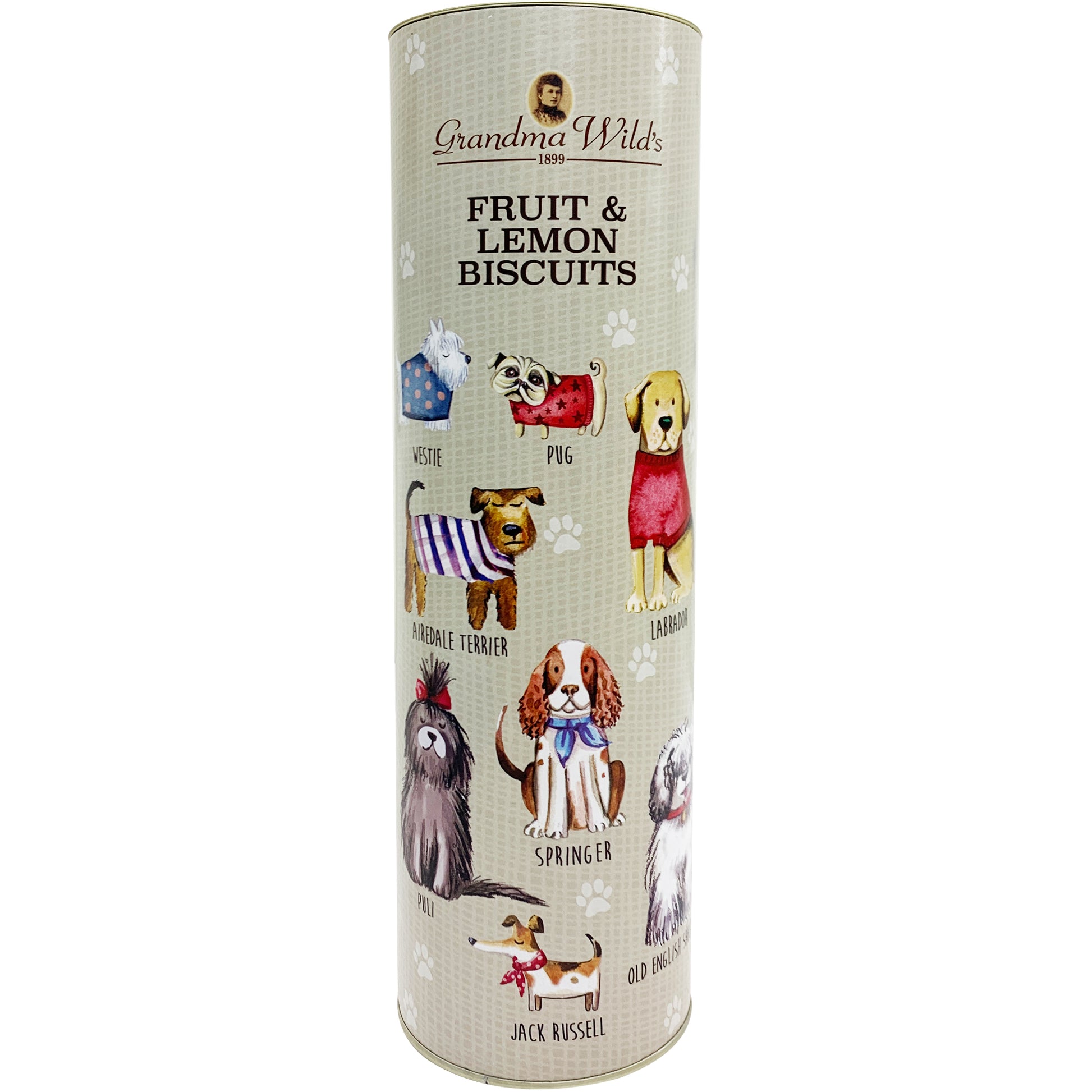 Grandma Wild's Fruit and Lemon Biscuits Dogs print Tube | Harris Farm Online