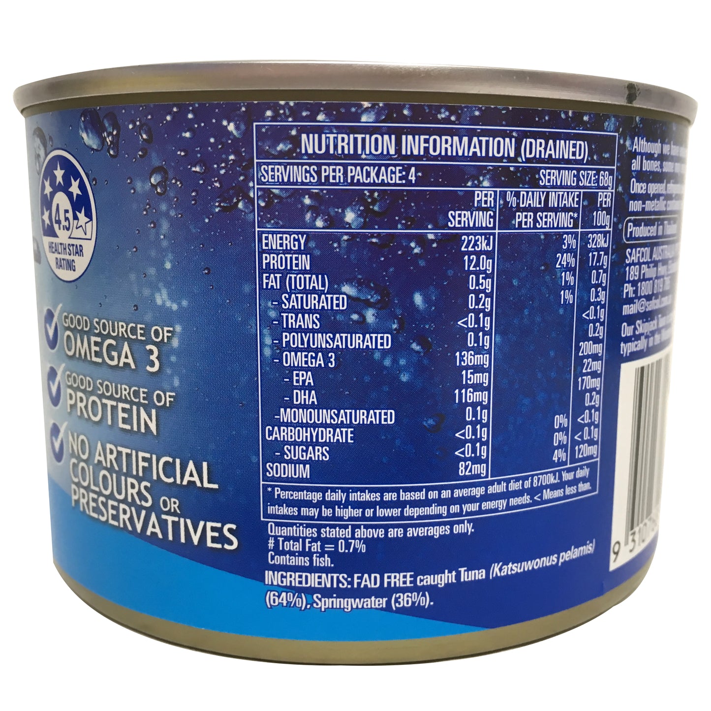 Safcol Tuna In Springwater 425g