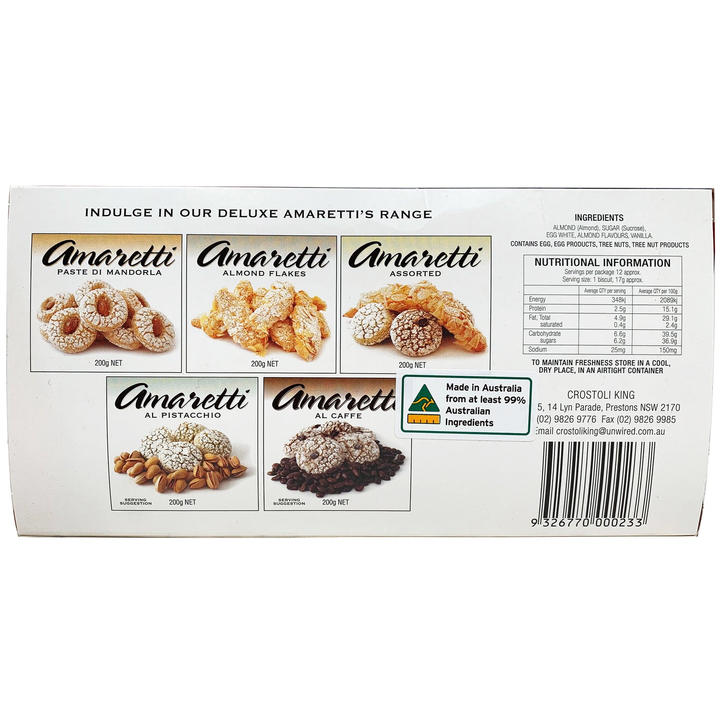 Crostoli King Biscuits Amaretti Al Caffe 200g