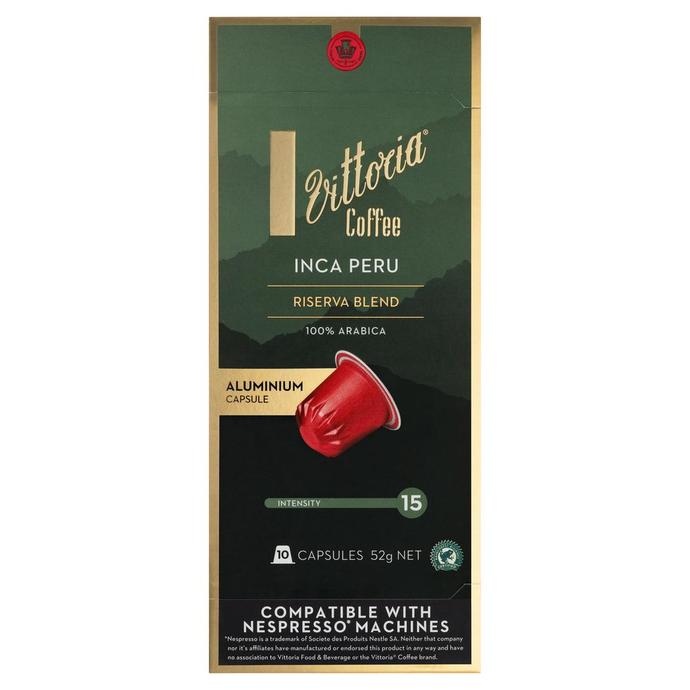 Vittoria Riserva Inca Peru Nespresso Compatible Coffee 10 Capsules | Harris Farm Online