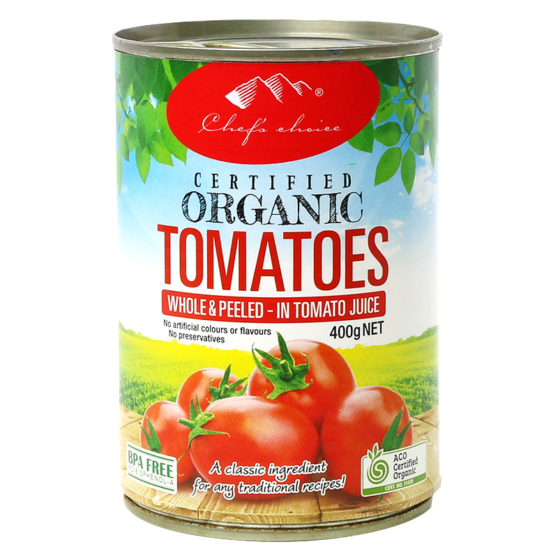 Chef's Choice Organic Whole Peeled Tomatoes | Harris Farm Online