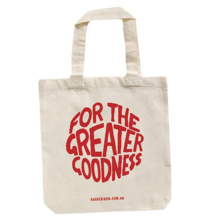 Harris Farm Tote Carry Bag - For the Greater Goodness - RED Print (1 x Reusable Bag)