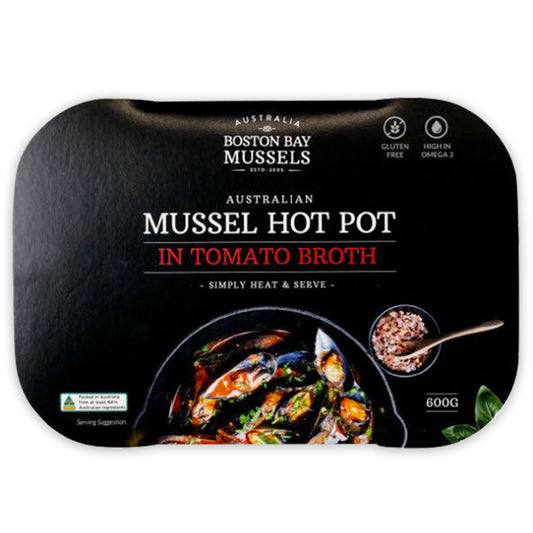 Boston Bay Mussels Australian Mussel Hot Pot in Tomato Broth 600g | Harris Farm Online