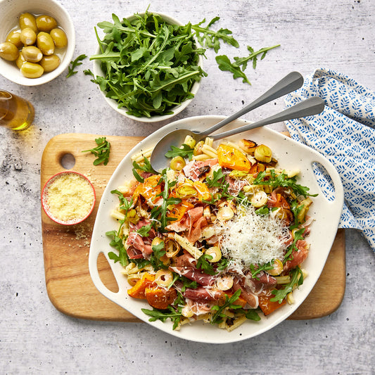 Casarecce Pasta - with Roasted Pumpkin and Prosciutto