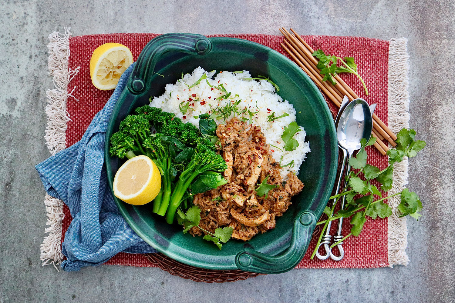 Sticky Peanut Pork Stir Fry - with Asian Greens and Rice  | Harris Farm Online