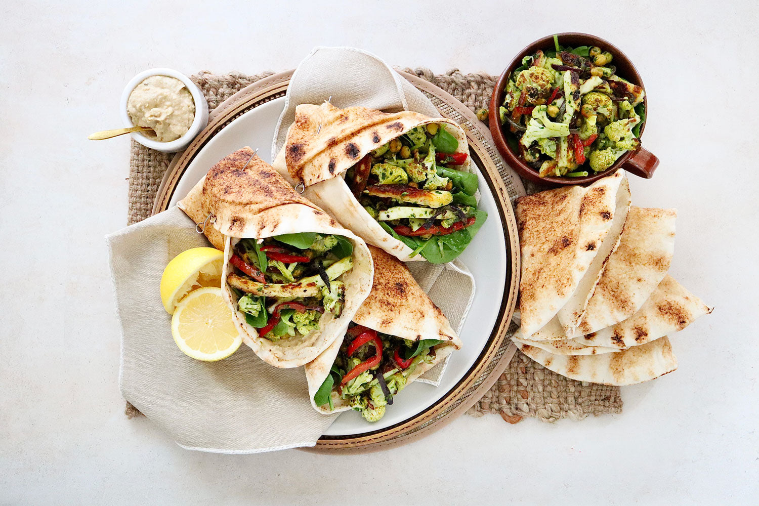 Roasted Vegetable Shawarmas - with Hummus and Salsa Verde | Harris Farm Online