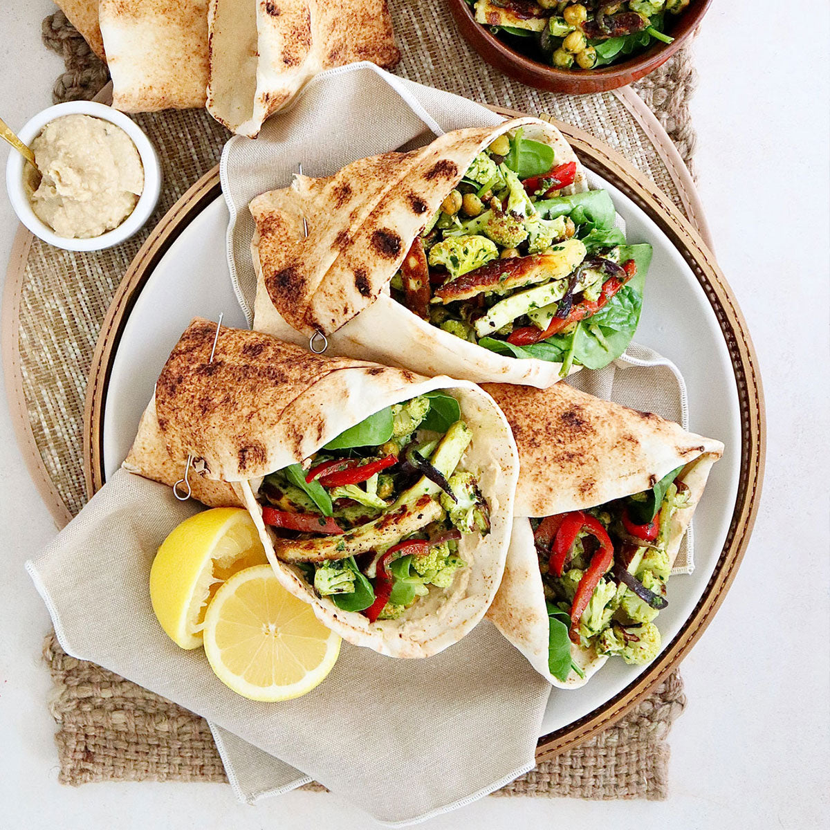 Roasted Vegetable Shawarmas - with Hummus and Salsa Verde | Harris Farm Online