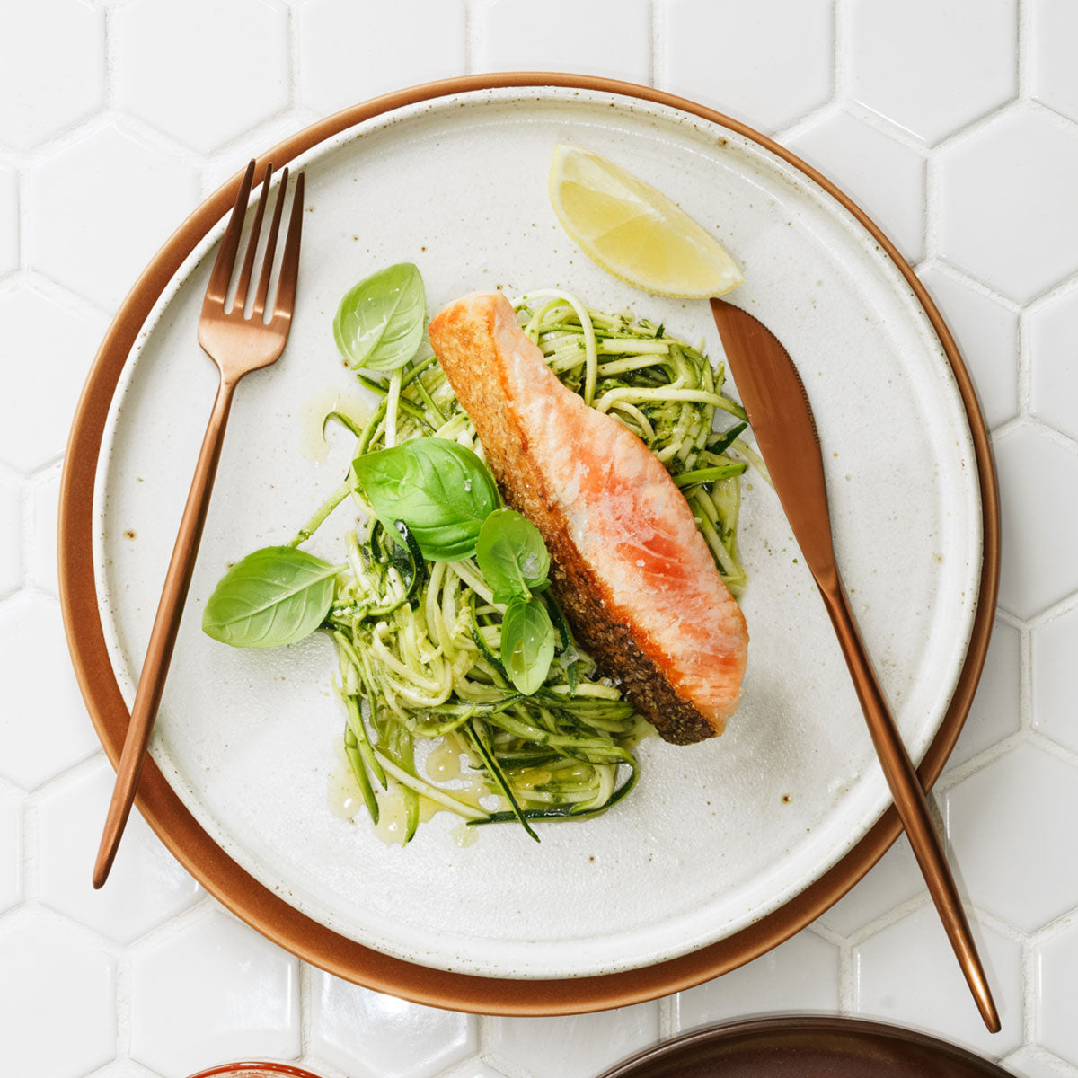 Salmon and Raw Zucchini Pesto Noodles | Harris Farm Online