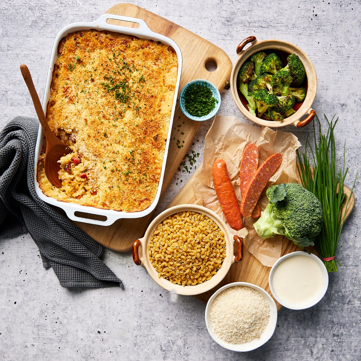 Chorizo Mac and Cheese - with Roasted Broccoli