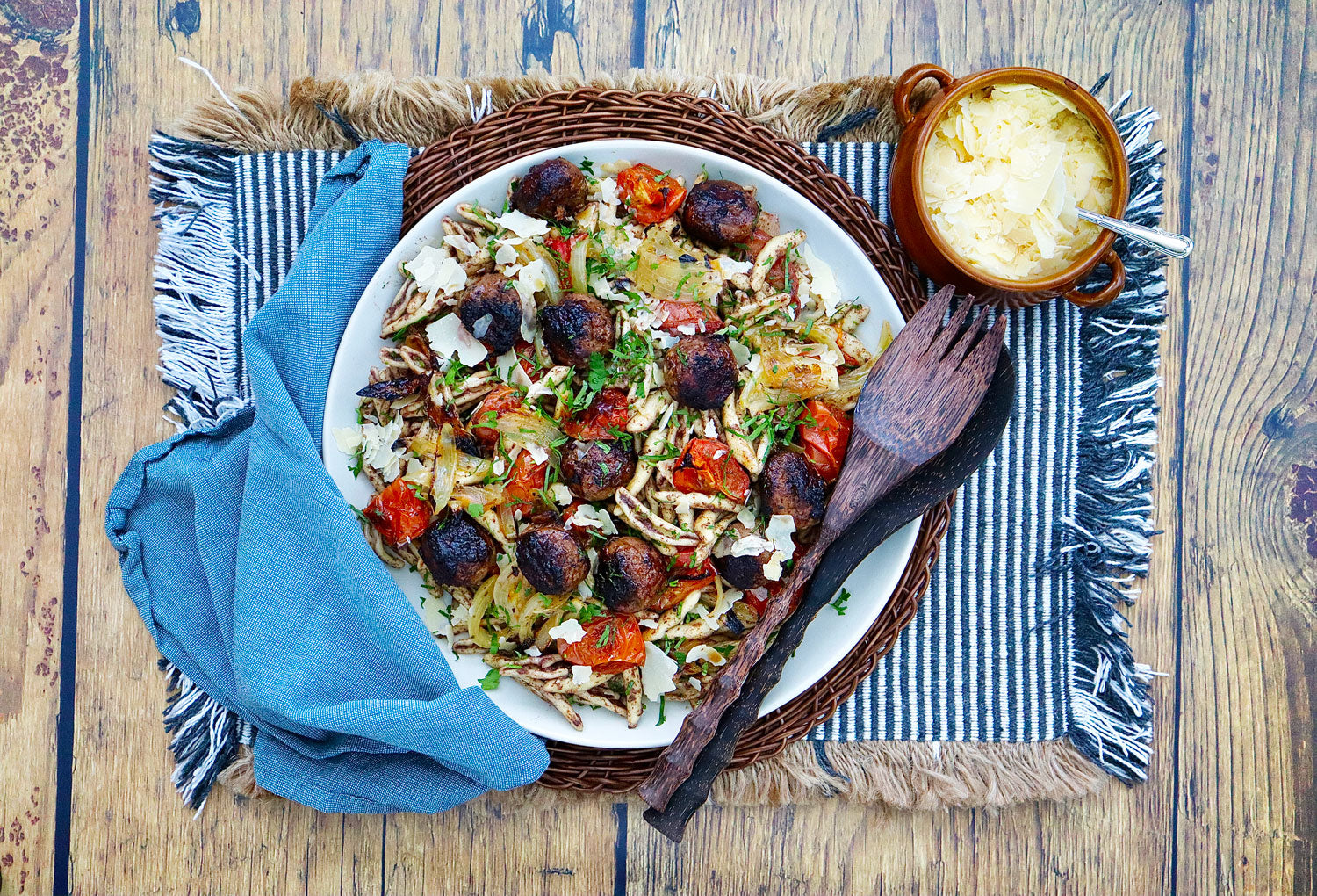 Beef Meatballs Capunti Pasta - with Roasted Tomatoes and Olive Tapenade  |  Harris Farm Online