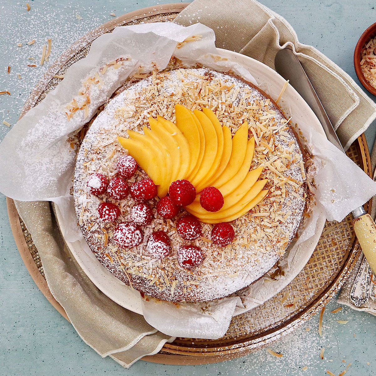 Mango, Raspberry and Coconut Sponge Cake | Harris Farm Online