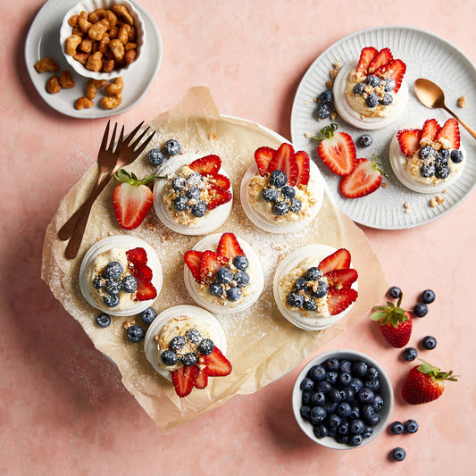 Berries Yoghurt and Cream Meringues - with Roasted Honey Cashews | Harris Farm Online