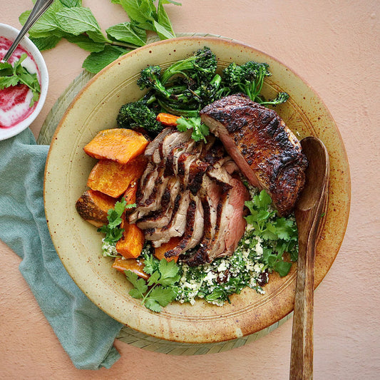 Organic Butterfly Lamb Shoulder - with Cauliflower Couscous and Beetroot Yoghurt | Harris Farm Online