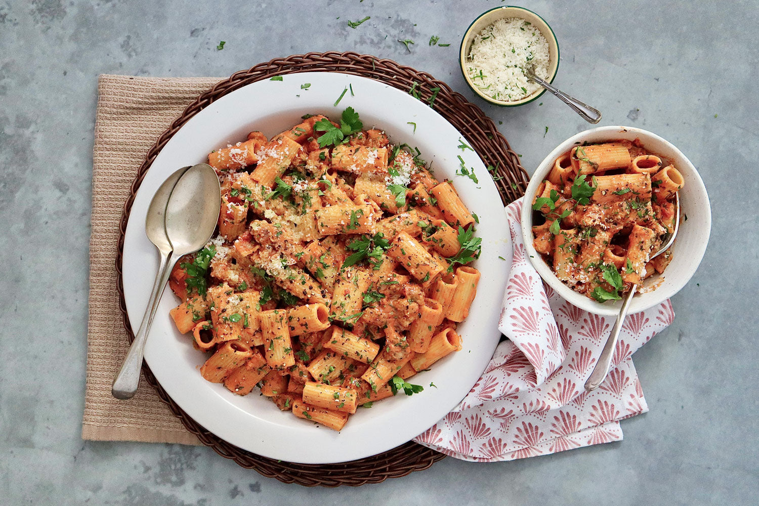 Pork and Beef Sausage Rigatoni - with Creamy Tomato Sauce | Harris Farm Online