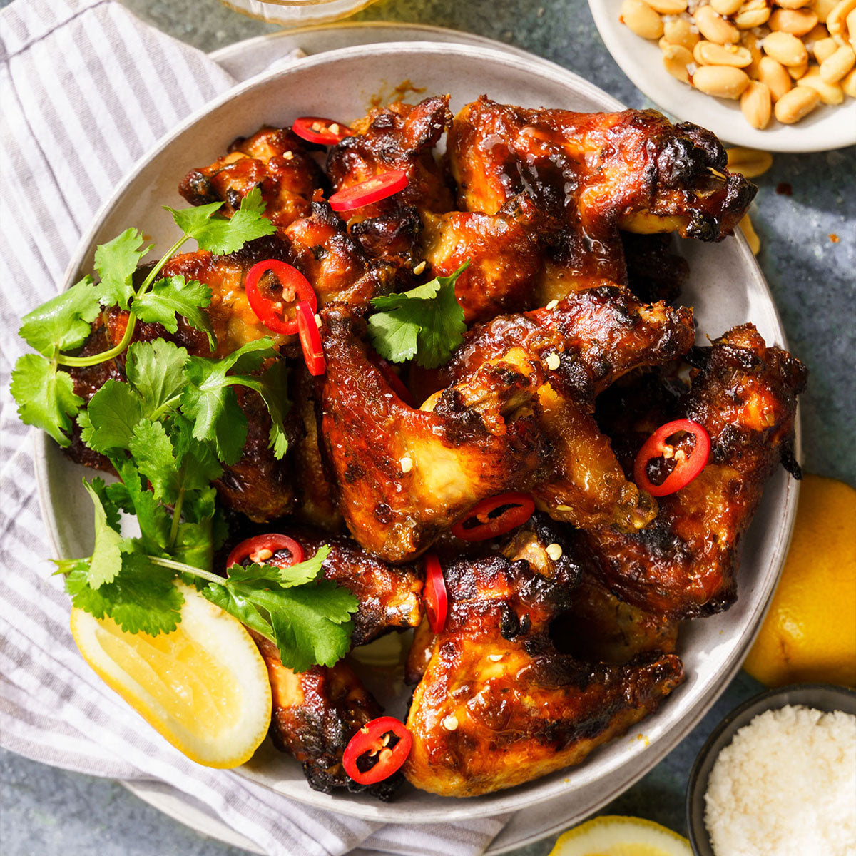 3 Fruit Marmalade Sticky Chicken Wings - with Spring Salad