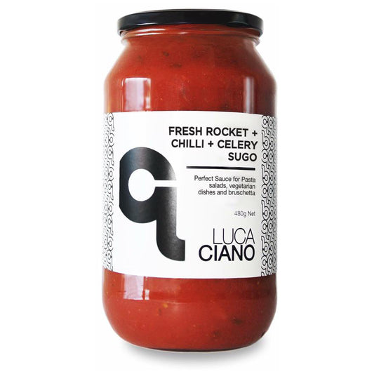 Luca Ciano Pasta Sauce Fresh Rocket Chilli and Celery Sugo 480g