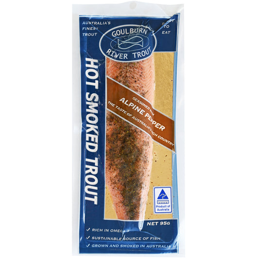 Goulburn River Trout Alpine Pepper Hot Smoked Fillet | Harris Farm Online